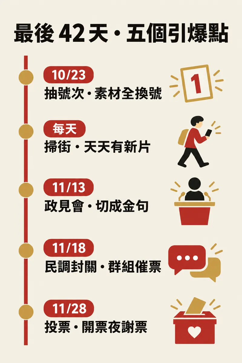 最後 42 天五個引爆點時間軸